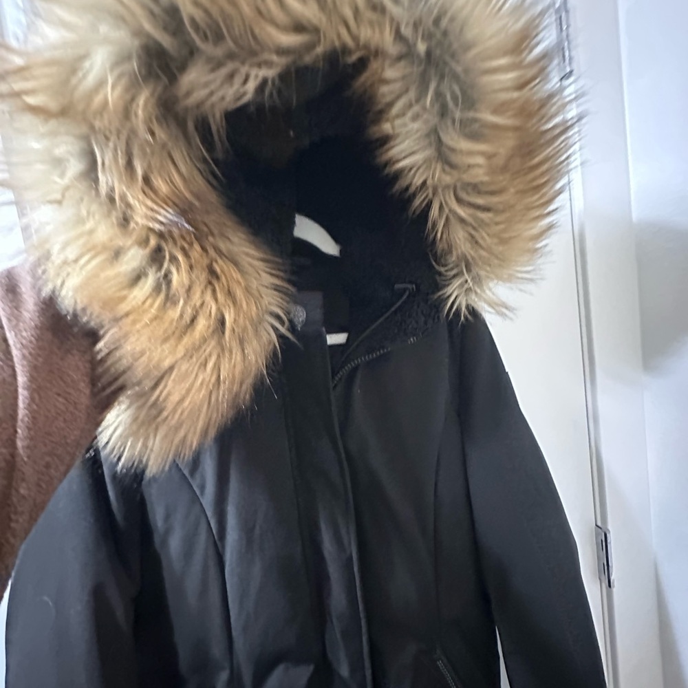 Vince Camuto Black Puffer Coat with Faux Fur Hood - Picture 3 of 3
